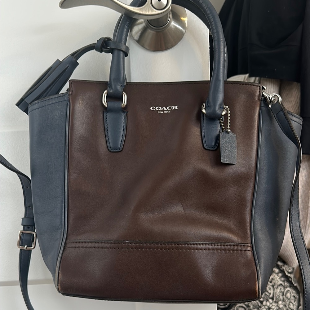 Coach Brown and Blue Leather Handbag